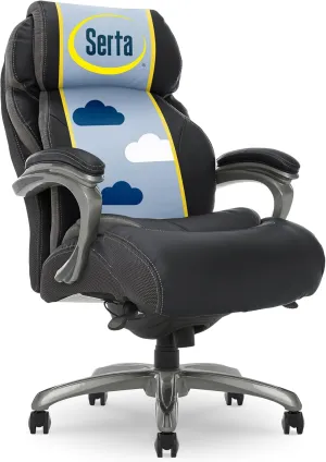 Serta Jackson Big and Tall Executive Office Chair with AIR Technology and Smart Layers Premium Elite Foam, Supports up to 350 Pounds, Bonded Leather, Black