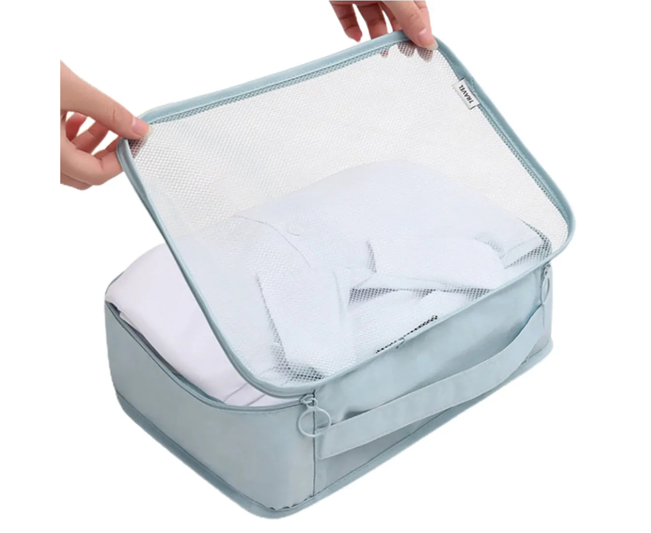 Set of 8Pcs Travel Luggage Packing Cubes Organizers-Light Blue