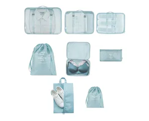 Set of 8Pcs Travel Luggage Packing Cubes Organizers-Light Blue