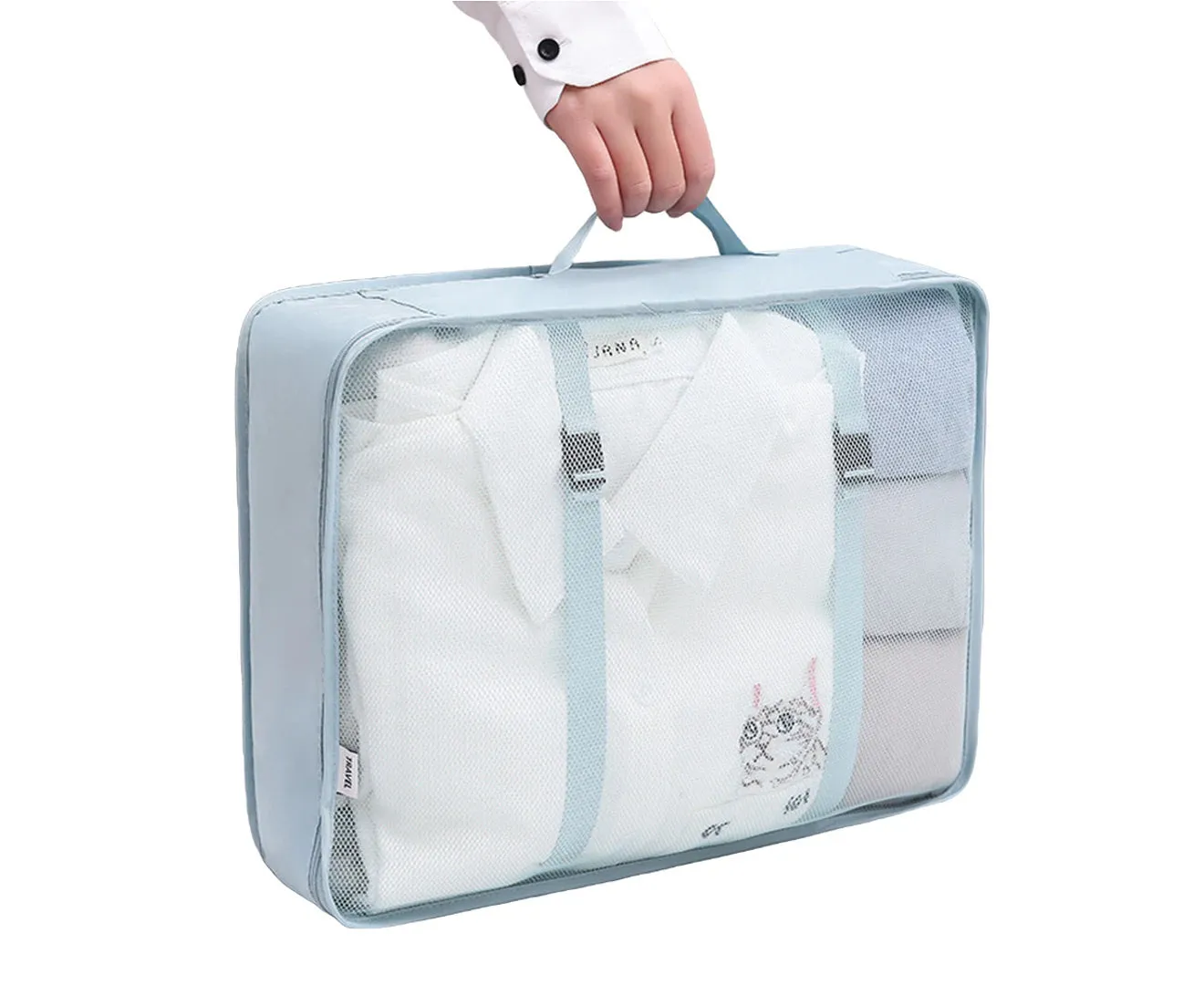 Set of 8Pcs Travel Luggage Packing Cubes Organizers-Light Blue