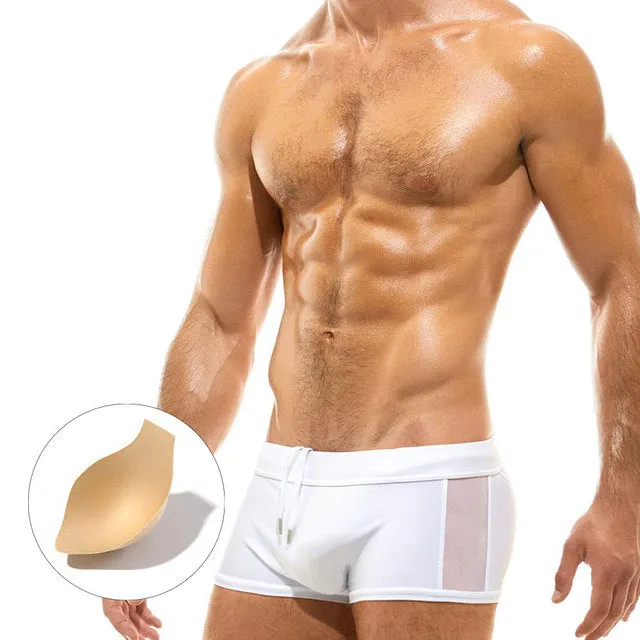 Sexy Mesh Transparent Swimwear Men Swim Trunks