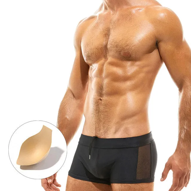 Sexy Mesh Transparent Swimwear Men Swim Trunks