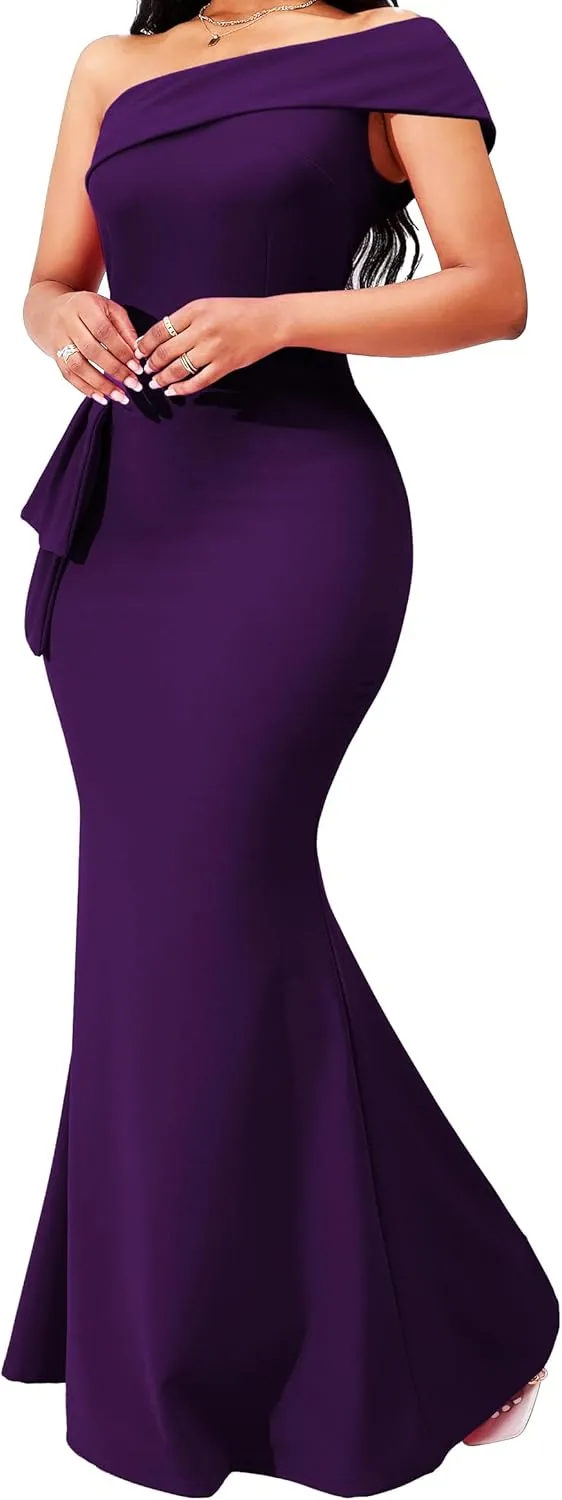sexycherry Formal Dresses for Women Cocktail Sexy Off Shoulder Floor Length Long Evening Party Dress with Zipper