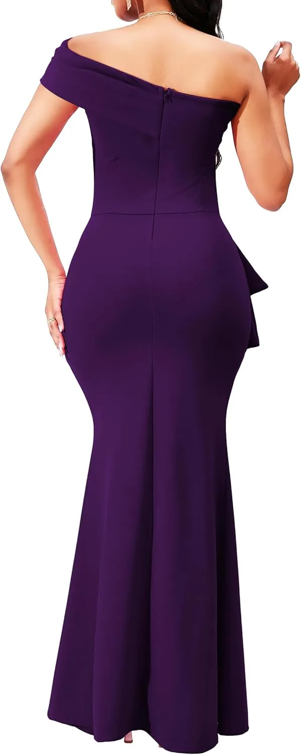 sexycherry Formal Dresses for Women Cocktail Sexy Off Shoulder Floor Length Long Evening Party Dress with Zipper