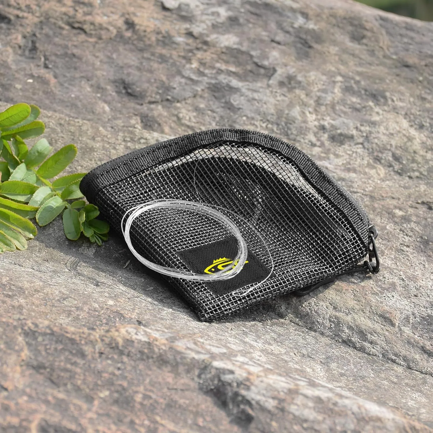 SF Fly Fishing Leader Wallet 4.5'' Quick-Drying 7 Slots Black Mesh Tippet Tapered Leader Polyleader Fly Leader Pocket for Saltwater Freshwater