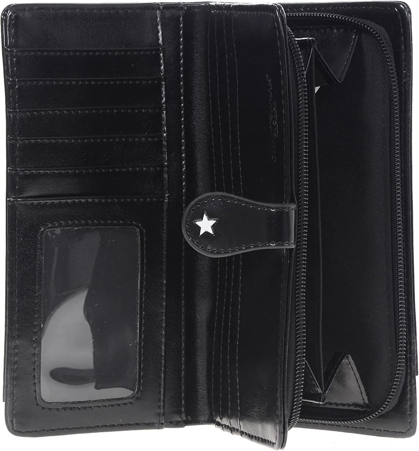 Shag Wear Women's Premium Vegan Clutch Cardholder Wallet Zipper Purse with Pretty Black Wolf