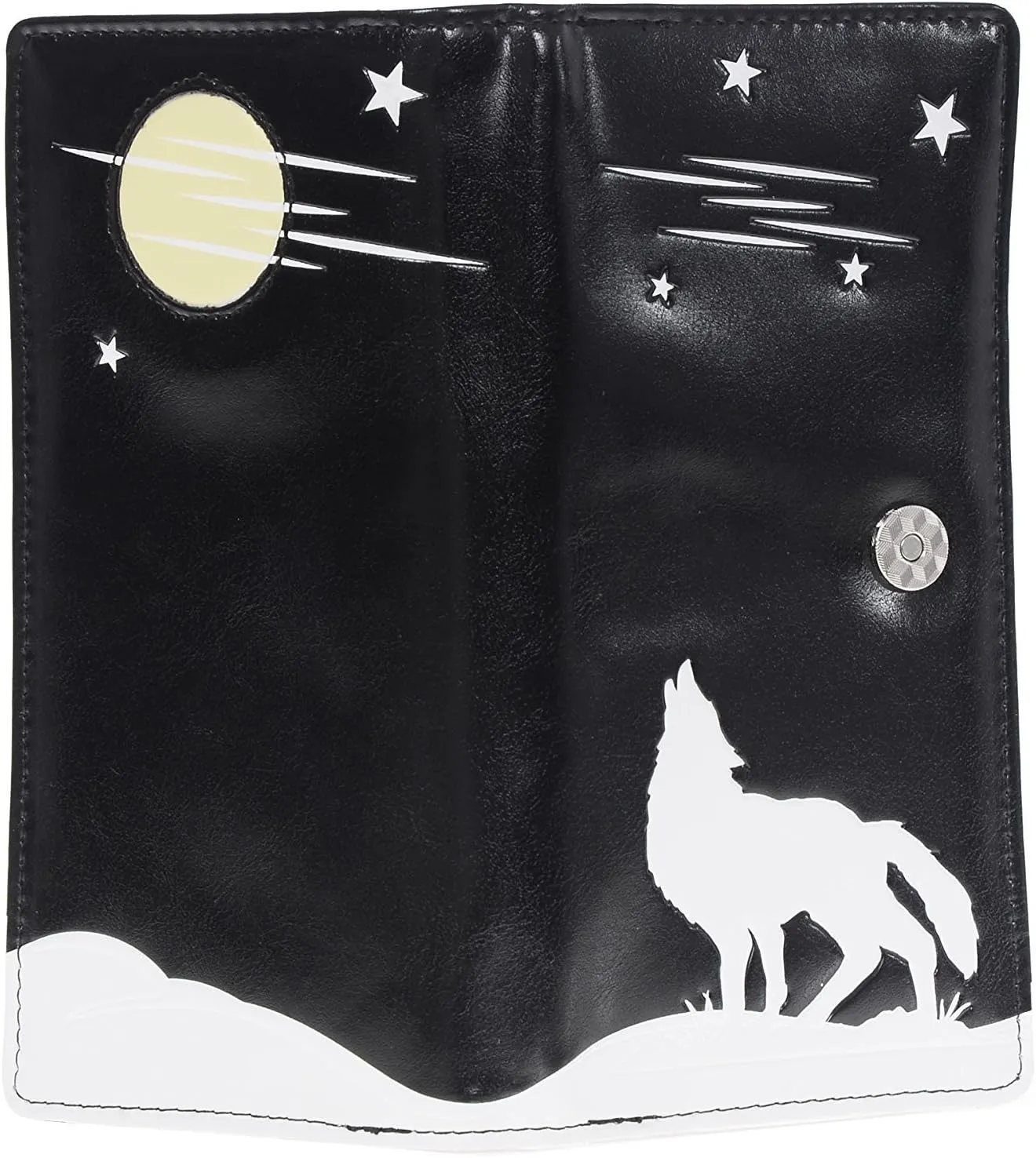 Shag Wear Women's Premium Vegan Clutch Cardholder Wallet Zipper Purse with Pretty Black Wolf