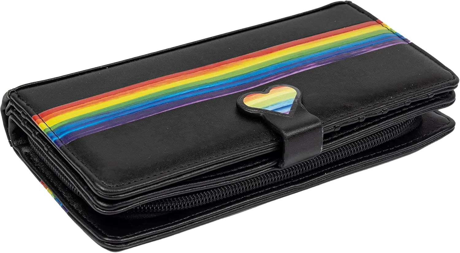 Shag Wear Women's Premium Vegan Clutch Cardholder Zipper Wallet Purse with Pretty Pride, Black