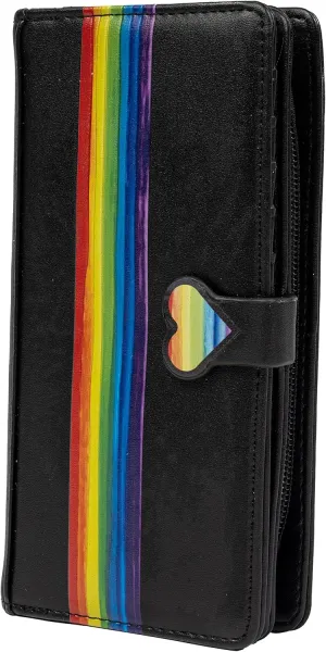 Shag Wear Women's Premium Vegan Clutch Cardholder Zipper Wallet Purse with Pretty Pride, Black