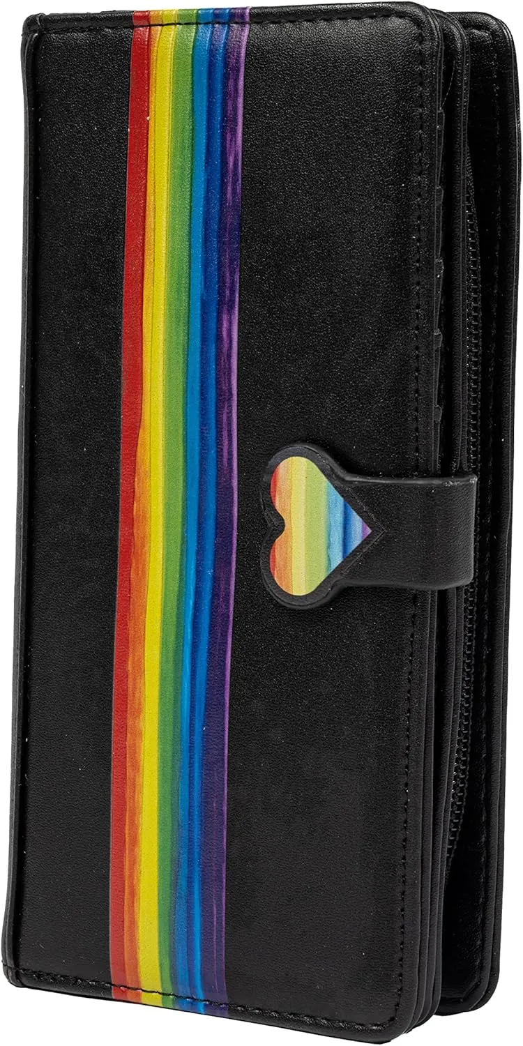 Shag Wear Women's Premium Vegan Clutch Cardholder Zipper Wallet Purse with Pretty Pride, Black