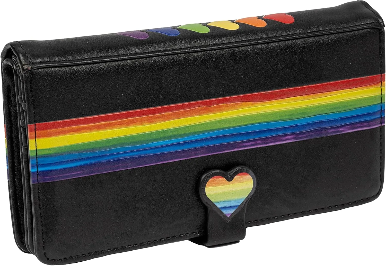 Shag Wear Women's Premium Vegan Clutch Cardholder Zipper Wallet Purse with Pretty Pride, Black