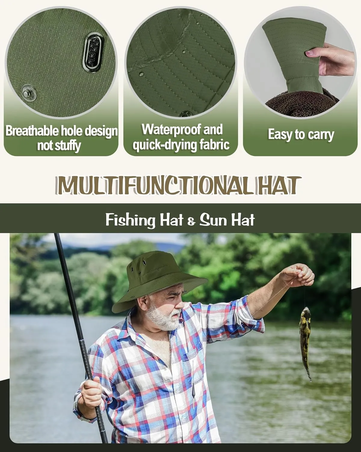 Shihanee 2 Pcs Fishing Vest and Hat for Men Multi Pocket Safari Vest Jacket for Outdoor Work Summer Travel Cargo Hunting
