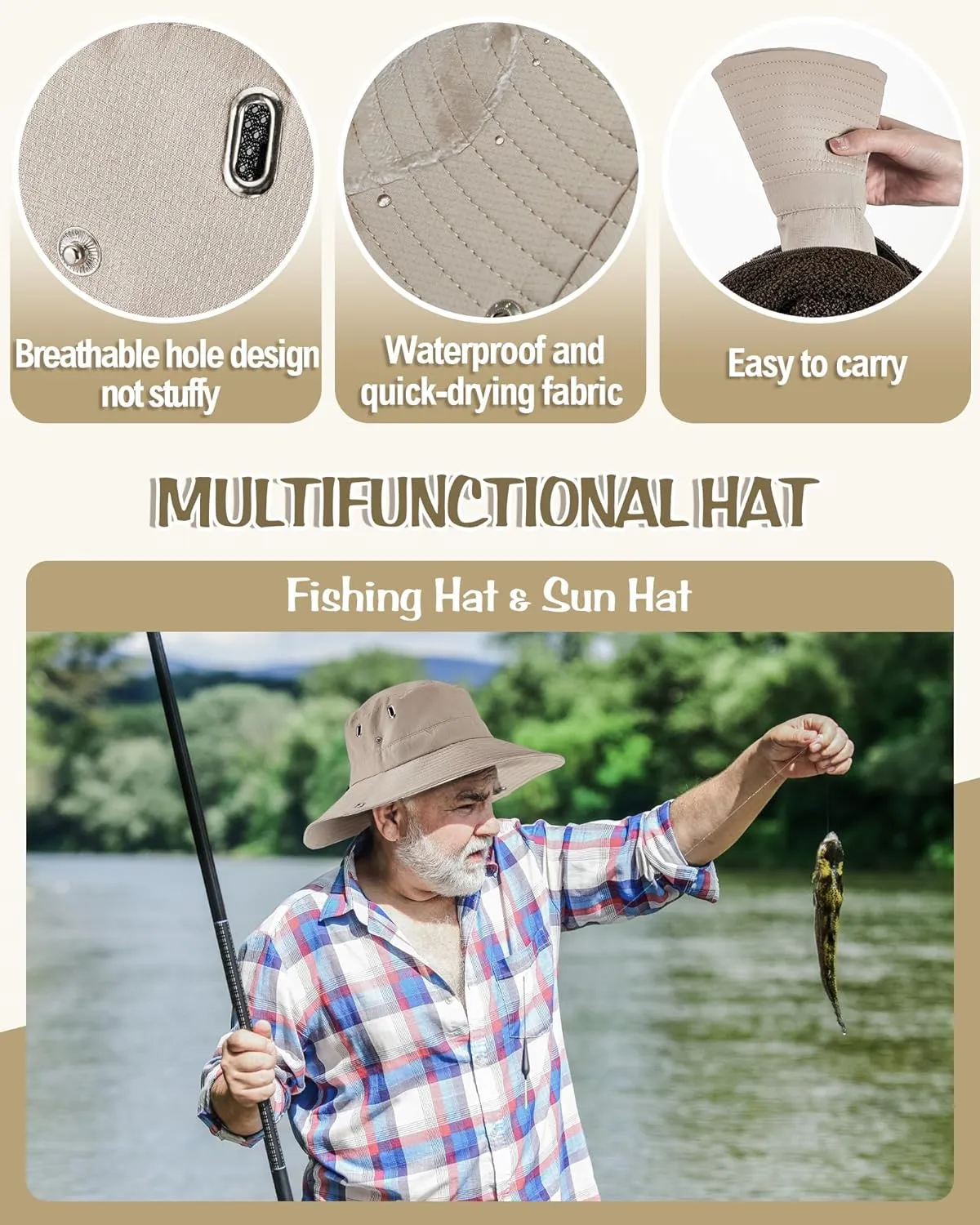 Shihanee 2 Pcs Fishing Vest and Hat for Men Multi Pocket Safari Vest Jacket for Outdoor Work Summer Travel Cargo Hunting