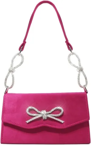Shimmering Bowknot Evening Bag French-inspired Glams Small Sqaure Handbag Lightweight for Special Occasions