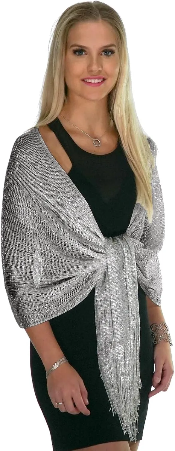 ShineGlitz Shawls and Wraps for Evening Dresses, Metallic Glitter Shawls for Women, Sparkling Wedding Giving Shawl Gift