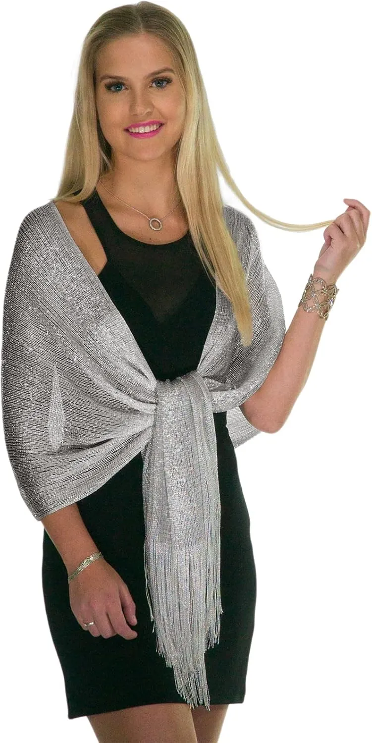 ShineGlitz Shawls and Wraps for Evening Dresses, Metallic Glitter Shawls for Women, Sparkling Wedding Giving Shawl Gift