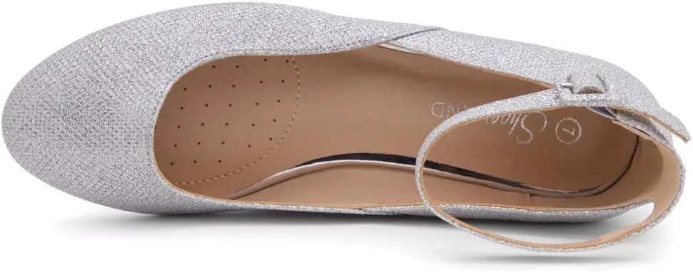 Shoe Land Women’s Flats – Dressy & Comfortable Slip-On Shoes with Low Wedge & Ankle Strap | Round Toe Ballet Flats for Work, Office, Party & Business Casual