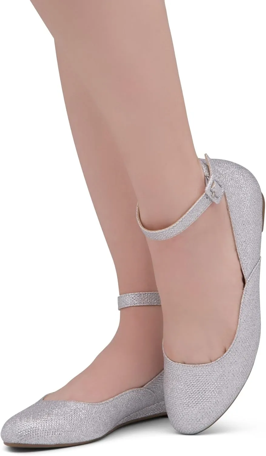Shoe Land Women’s Flats – Dressy & Comfortable Slip-On Shoes with Low Wedge & Ankle Strap | Round Toe Ballet Flats for Work, Office, Party & Business Casual