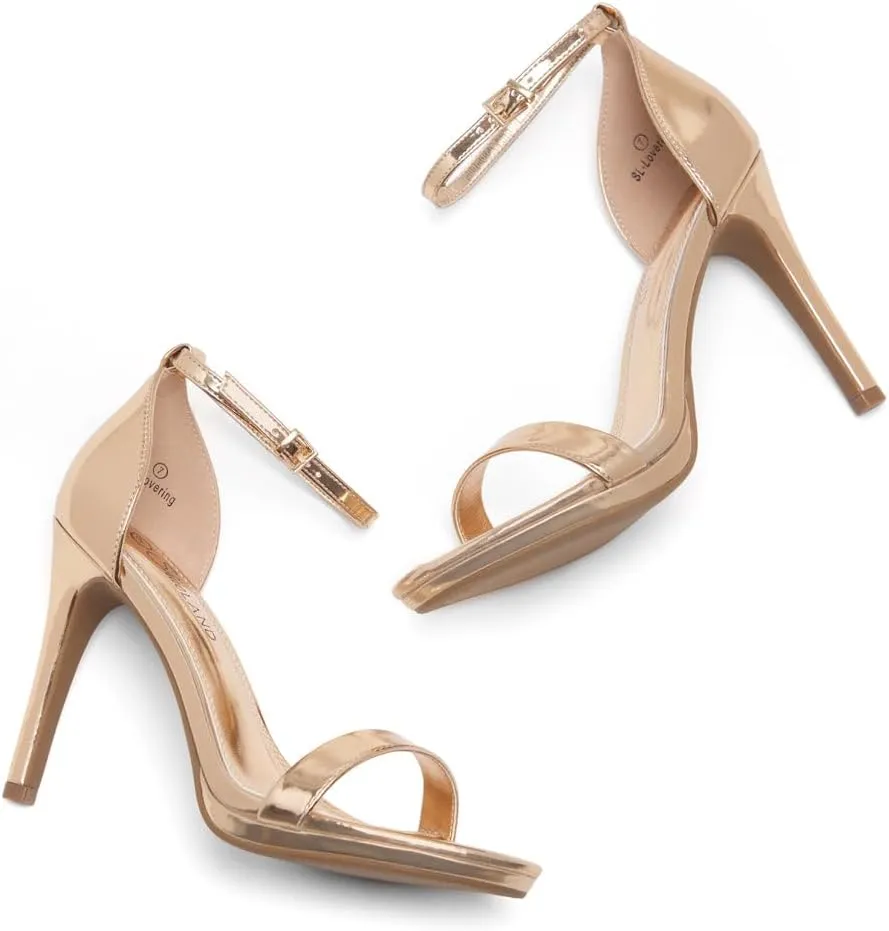 Shoe Land Women’s High Heels – Open Toe Stiletto Heels with Adjustable Ankle Strap | Dressy Sexy Strappy Heeled Sandals for Wedding, Prom, Party & Evening Wear
