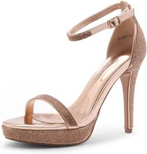 Shoe Land Women’s High Heels – Open Toe Stiletto Heels with Adjustable Ankle Strap | Dressy Sexy Strappy Heeled Sandals for Wedding, Prom, Party & Evening Wear