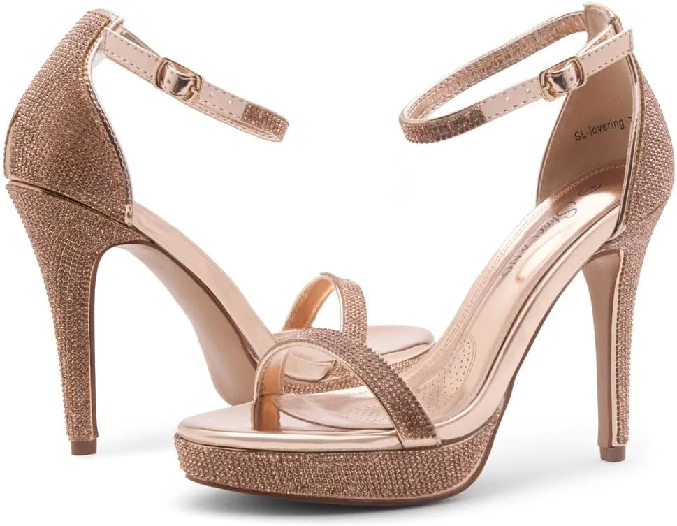 Shoe Land Women’s High Heels – Open Toe Stiletto Heels with Adjustable Ankle Strap | Dressy Sexy Strappy Heeled Sandals for Wedding, Prom, Party & Evening Wear