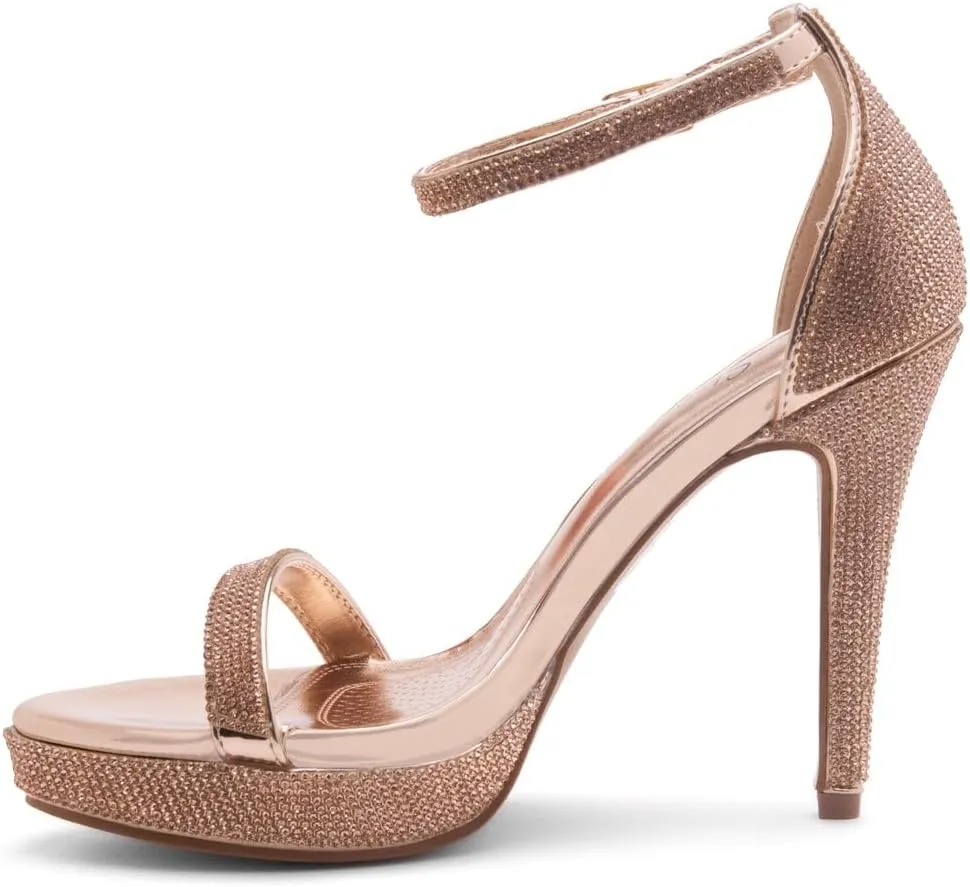 Shoe Land Women’s High Heels – Open Toe Stiletto Heels with Adjustable Ankle Strap | Dressy Sexy Strappy Heeled Sandals for Wedding, Prom, Party & Evening Wear