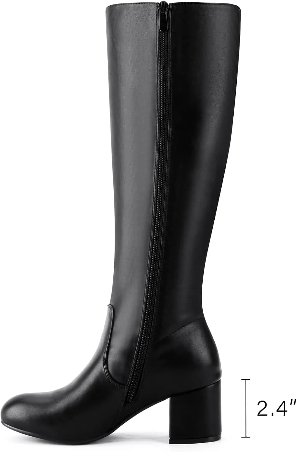 Shoe'N Tale Knee High Boots for Women Block Chunky Heel Boots with Side Zipper