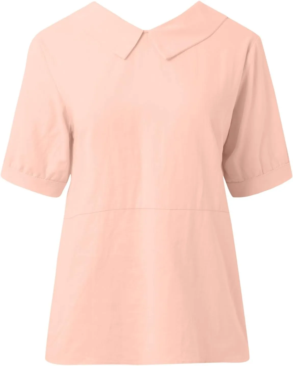 Short Sleeve Linen Shirts for Women Eyelet Summer Tops Casual Loose Blouses Gauze T-Shirts Collar Neck Basic Tee