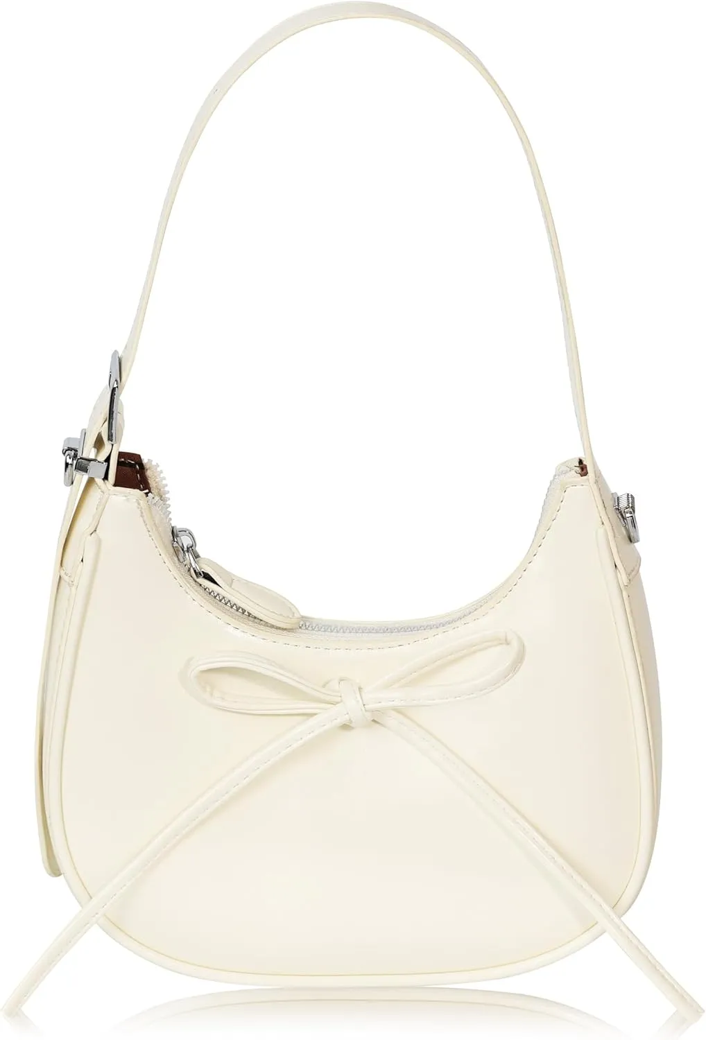 Shoulder Bag for Women - Bow Clutch Purse PU Leather, Removable Chain Crossbody Handbag with Zipper Closure