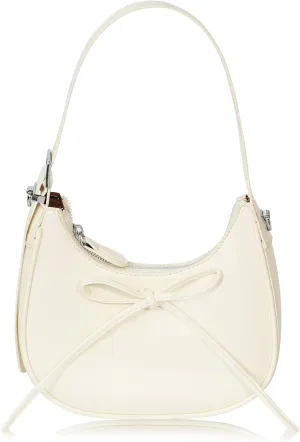 Shoulder Bag for Women - Bow Clutch Purse PU Leather, Removable Chain Crossbody Handbag with Zipper Closure