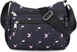 Shoulder Bag Purse Nylon Multi Pocket Waterproof Handbag Women Messenger Bags Travel Work Tote Bag