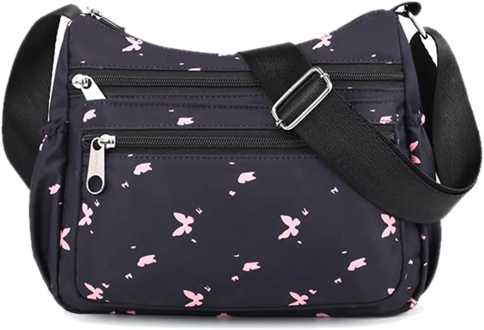 Shoulder Bag Purse Nylon Multi Pocket Waterproof Handbag Women Messenger Bags Travel Work Tote Bag