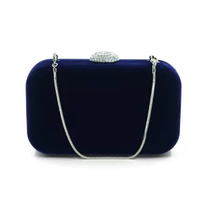 Sienna Velvet Clutch (Midnight Blue)