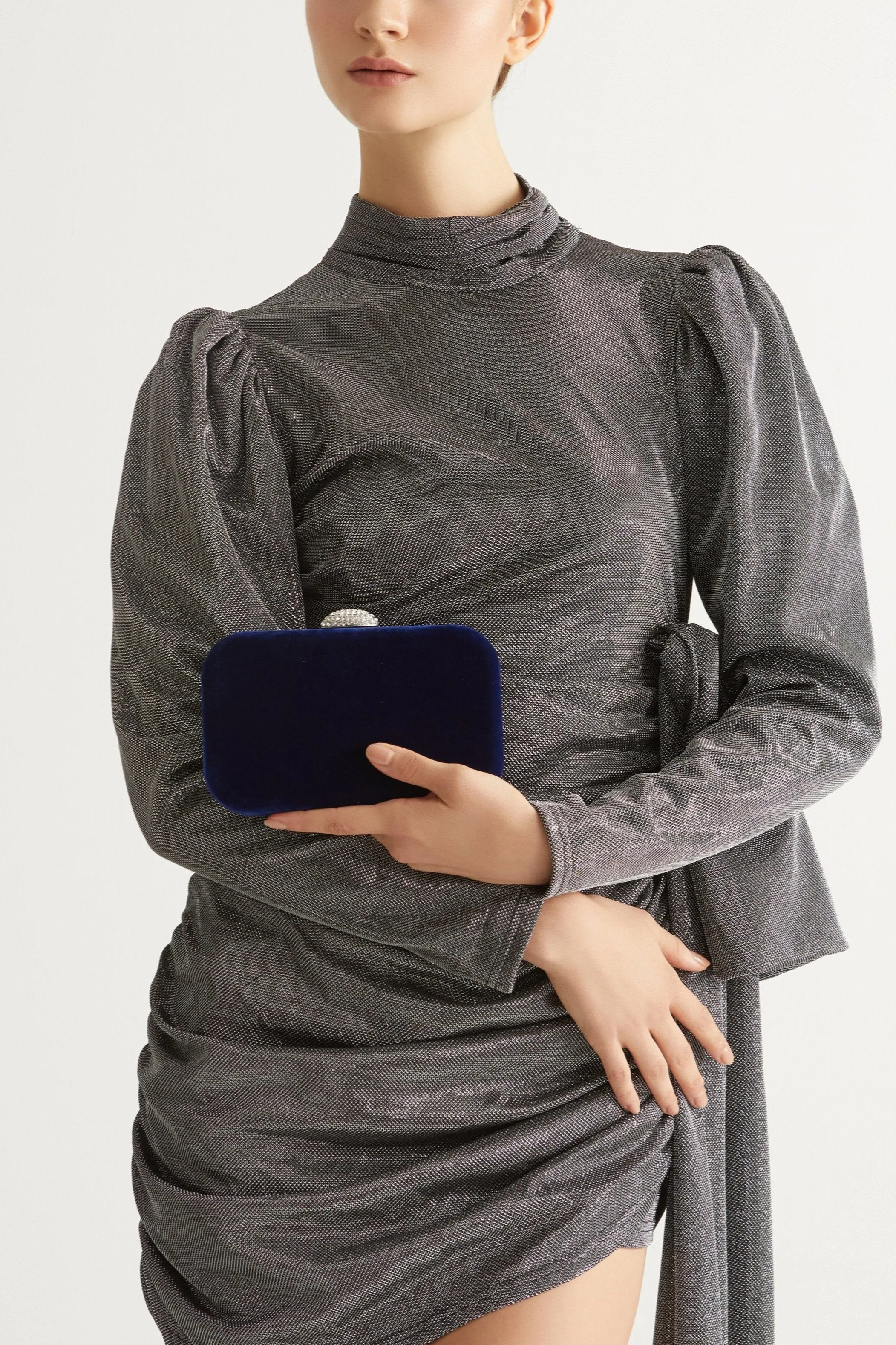 Sienna Velvet Clutch (Midnight Blue)