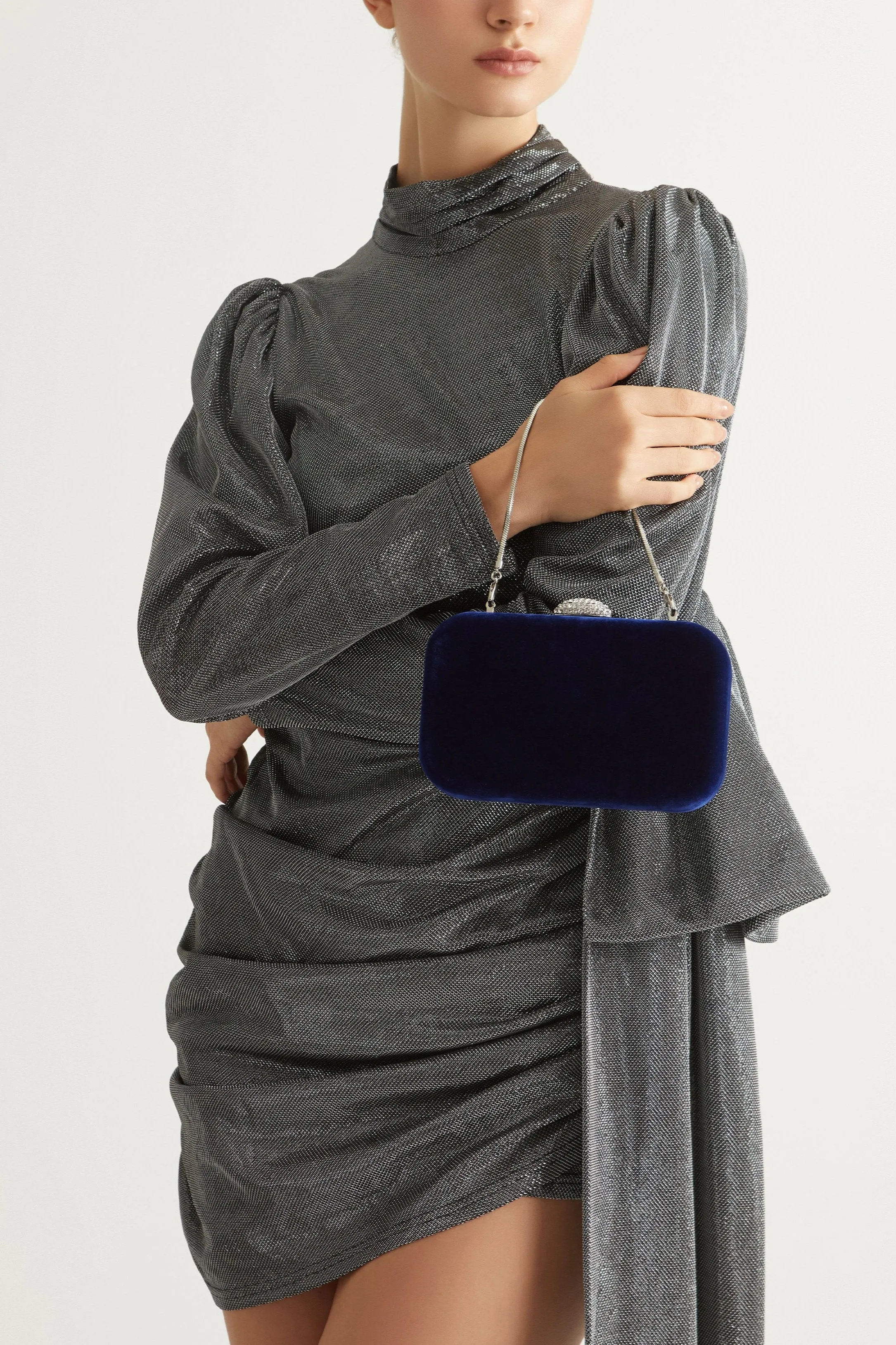 Sienna Velvet Clutch (Midnight Blue)