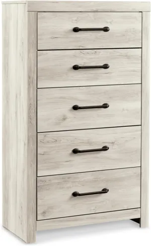 Signature Design by Ashley Cambeck Industrial 5 Drawer Chest with Safety Stop, Whitewash