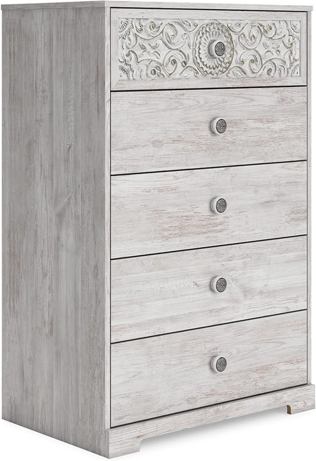 Signature Design by Ashley Paxberry Boho 5 Drawer Chest of Drawers, Whitewash