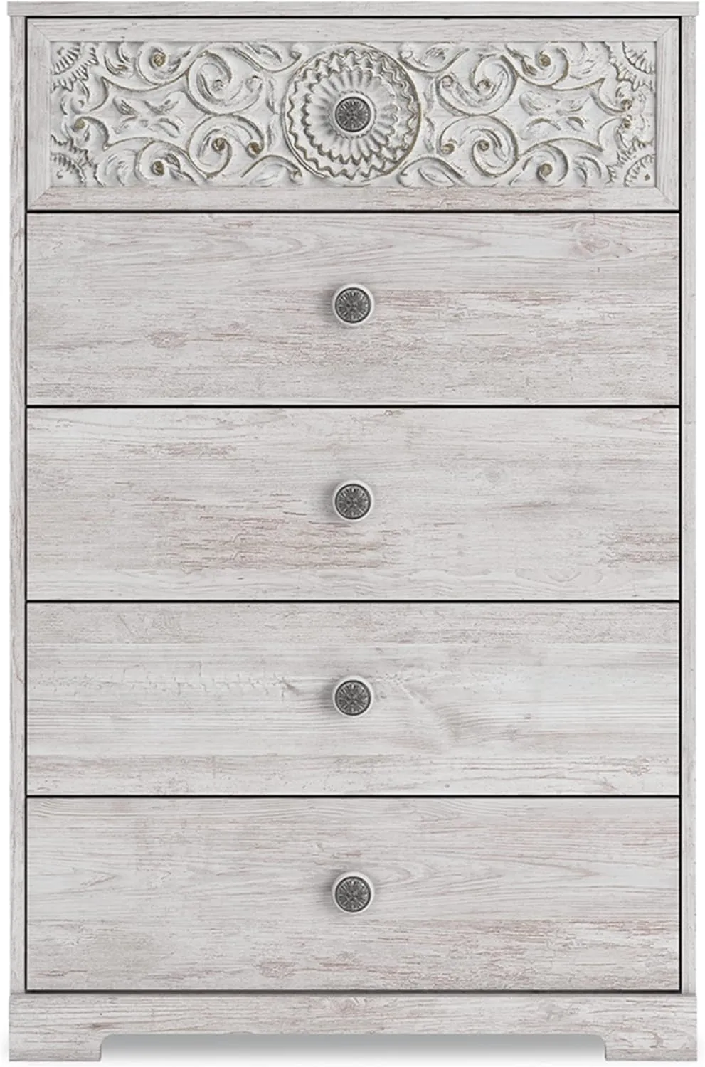 Signature Design by Ashley Paxberry Boho 5 Drawer Chest of Drawers, Whitewash