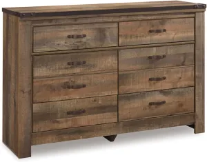 Signature Design by Ashley Trinell Rustic 6 Drawer Dresser with Safety Stop for Bedroom, Dark Brown