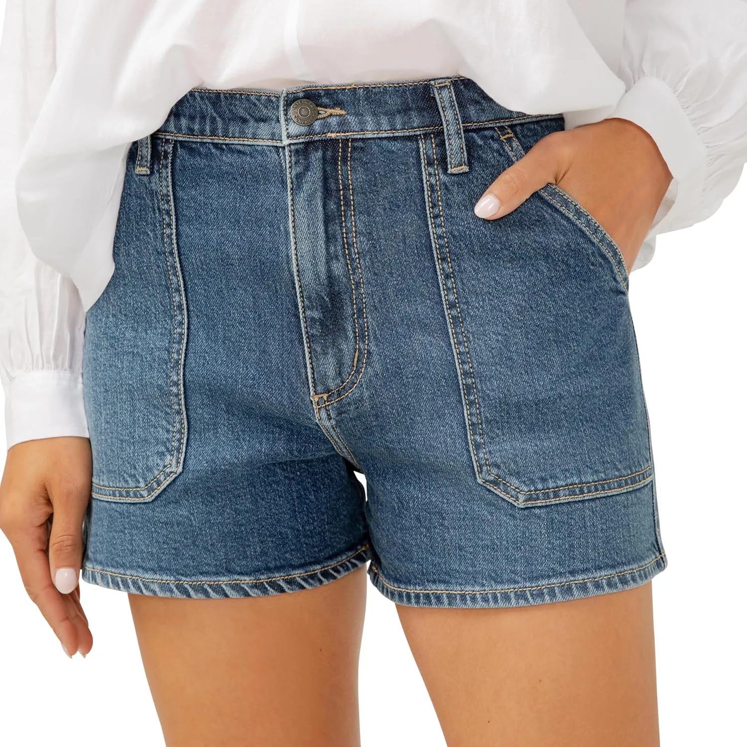 Silver Jeans Co. Women's High Rise Utility Shorts, Indigo