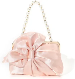Simcat Womens Clutch Bag,Pleated Satin Handbag Lady Pleated Bow Purse Evening Bag with Chain for Wedding Prom Formal Party