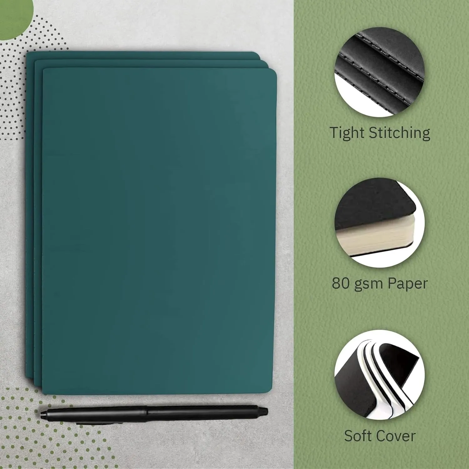 Simply Genius A5 Notebooks for Work, Travel, Business, School & More - College Ruled Notebook - Softcover Journals for Women & Men - Lined Note Books with 92 pages, 5.5" x 8.3" (Green, 30 pack)