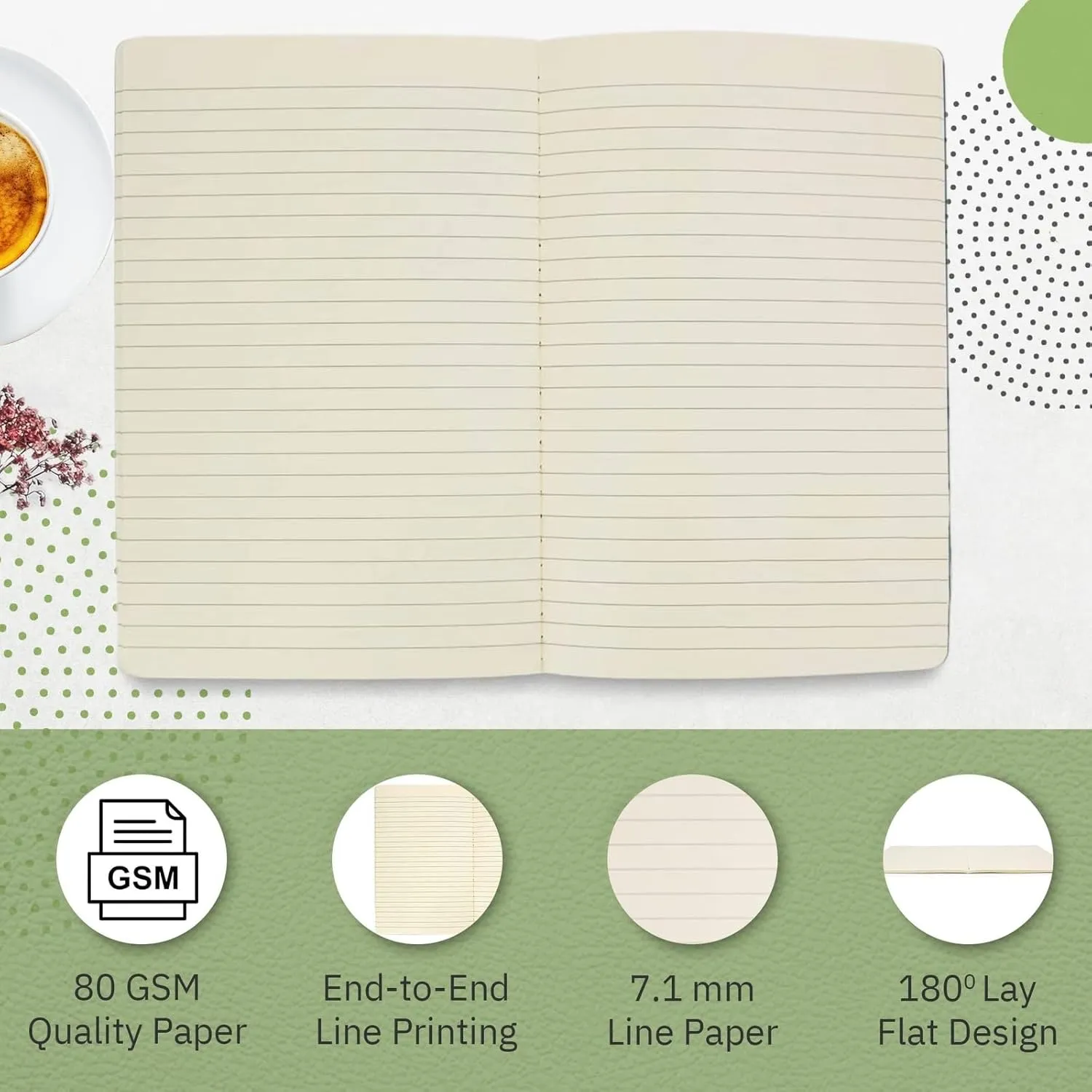 Simply Genius A5 Notebooks for Work, Travel, Business, School & More - College Ruled Notebook - Softcover Journals for Women & Men - Lined Note Books with 92 pages, 5.5" x 8.3" (Green, 30 pack)