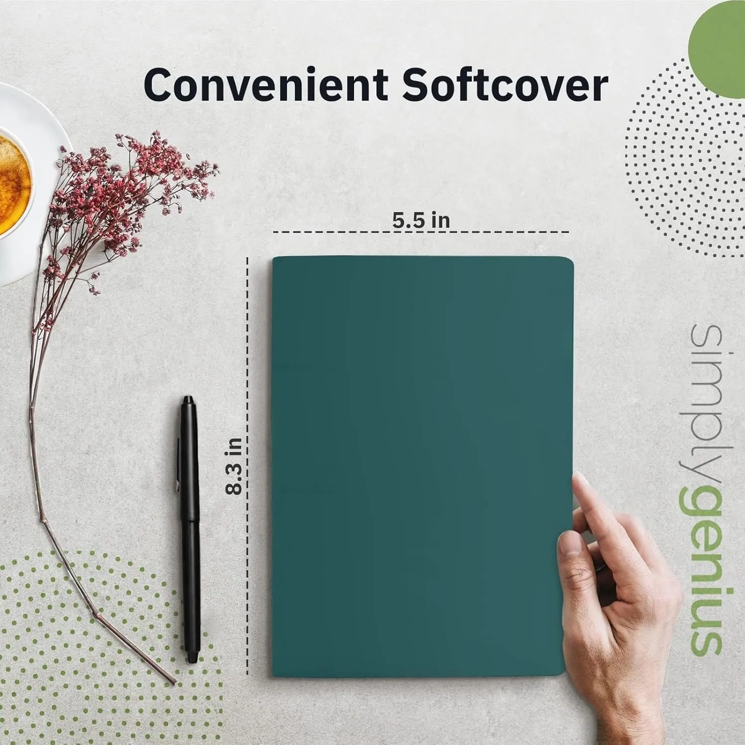 Simply Genius A5 Notebooks for Work, Travel, Business, School & More - College Ruled Notebook - Softcover Journals for Women & Men - Lined Note Books with 92 pages, 5.5" x 8.3" (Green, 30 pack)
