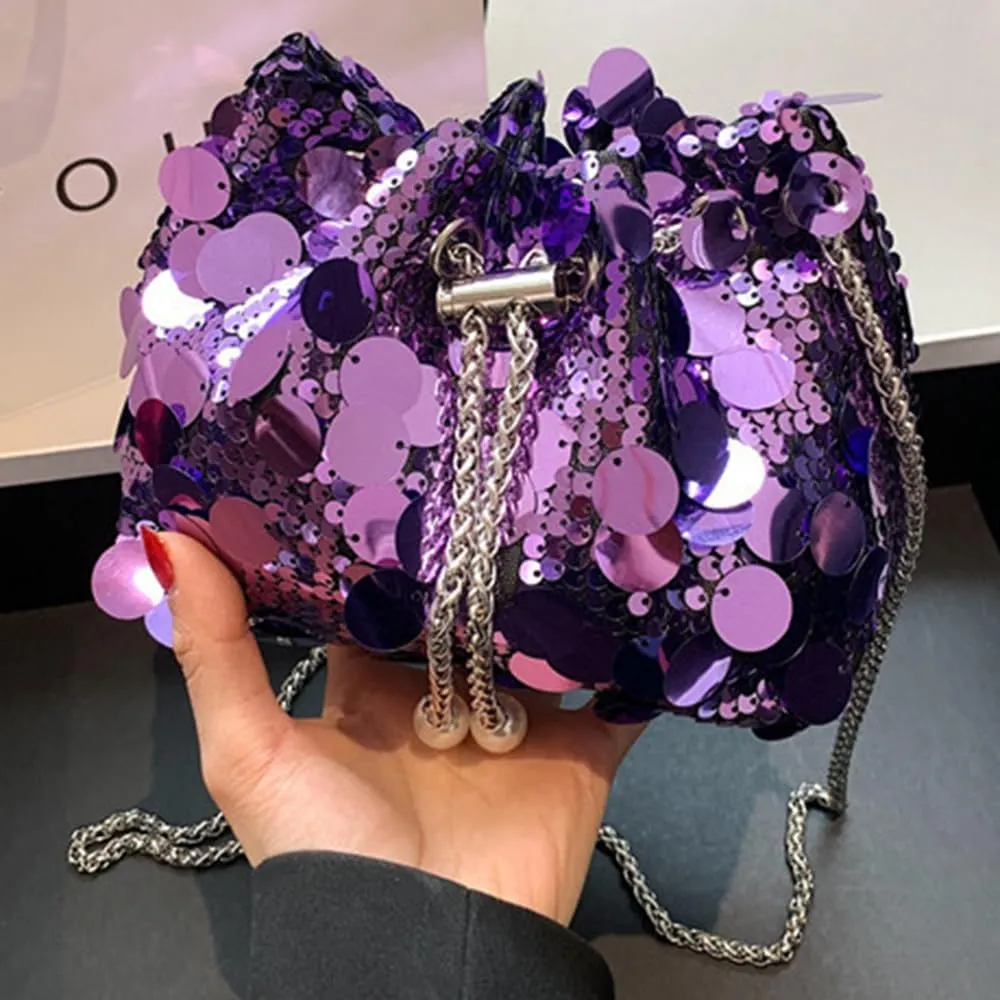 Sither Women's Evening Handbag Large Sequin Evening Bag Purses for Women Glitter Sparkly Handbag for Party