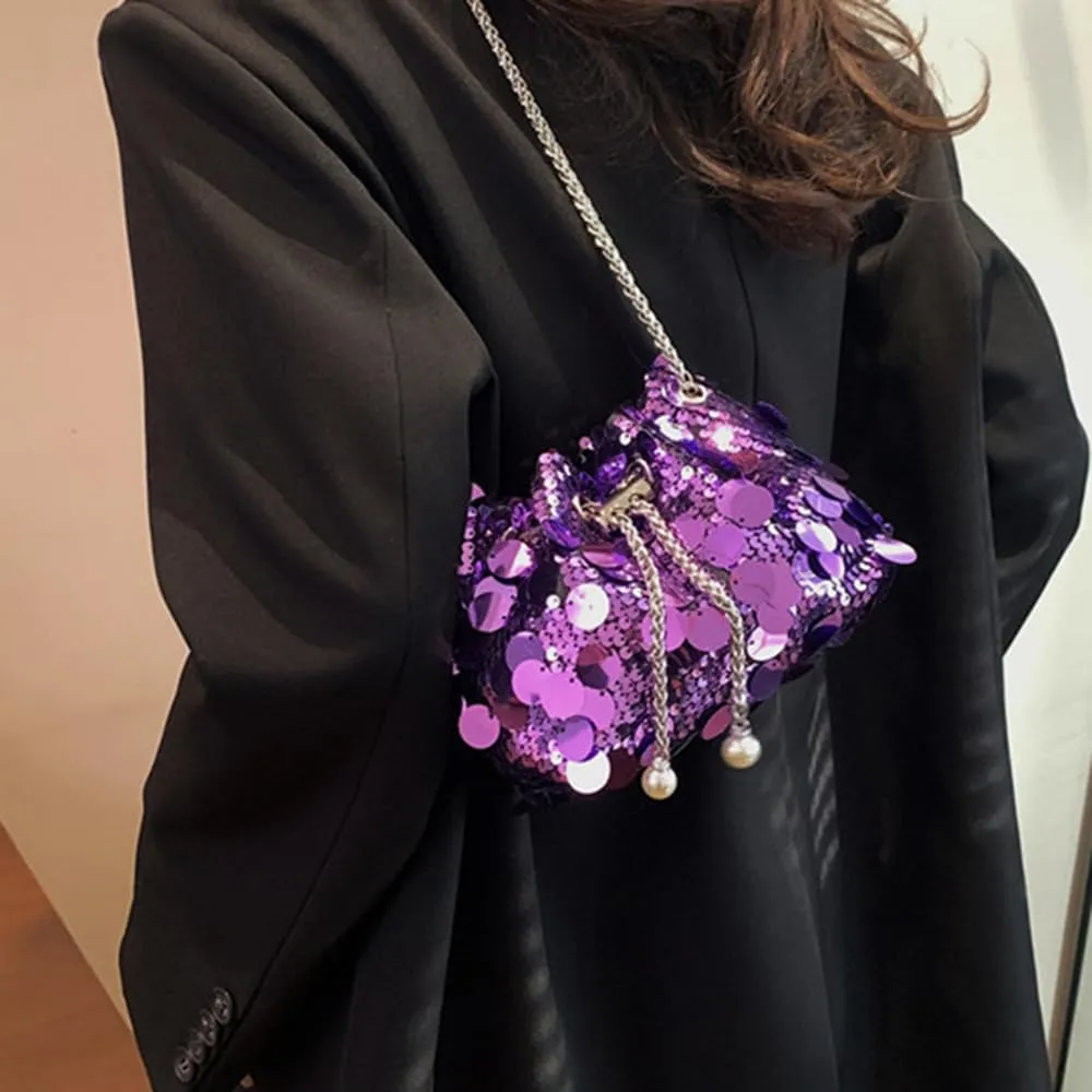 Sither Women's Evening Handbag Large Sequin Evening Bag Purses for Women Glitter Sparkly Handbag for Party