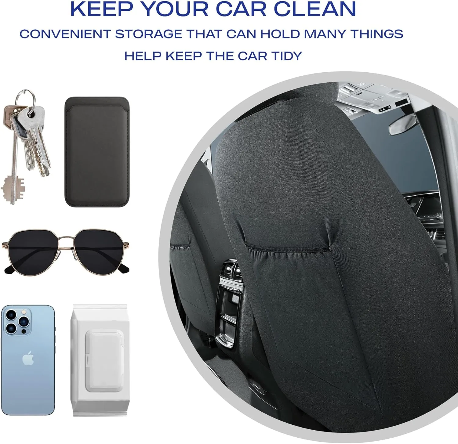 Skechers Car Seat Covers,Luxury Faux Leather Seat Covers,Waterproof Anti Slip Car Seat ProtectorFull Set,Car Accessories Airbag Universal Fit for Most Cars,Vans,Trucks,SUV,Blue