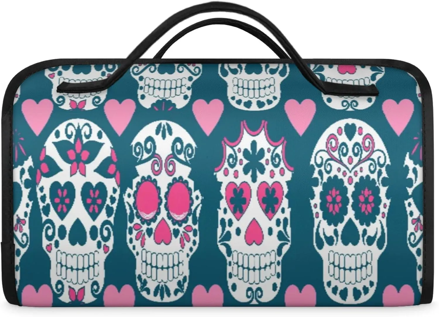 Skull Shape Toiletry Bag Water Proof Travel Makeup Case Large Capacity 4 in 1 Foldable Cosmetics Storage for Women Men Removable Zipper Clear PVC Pockets
