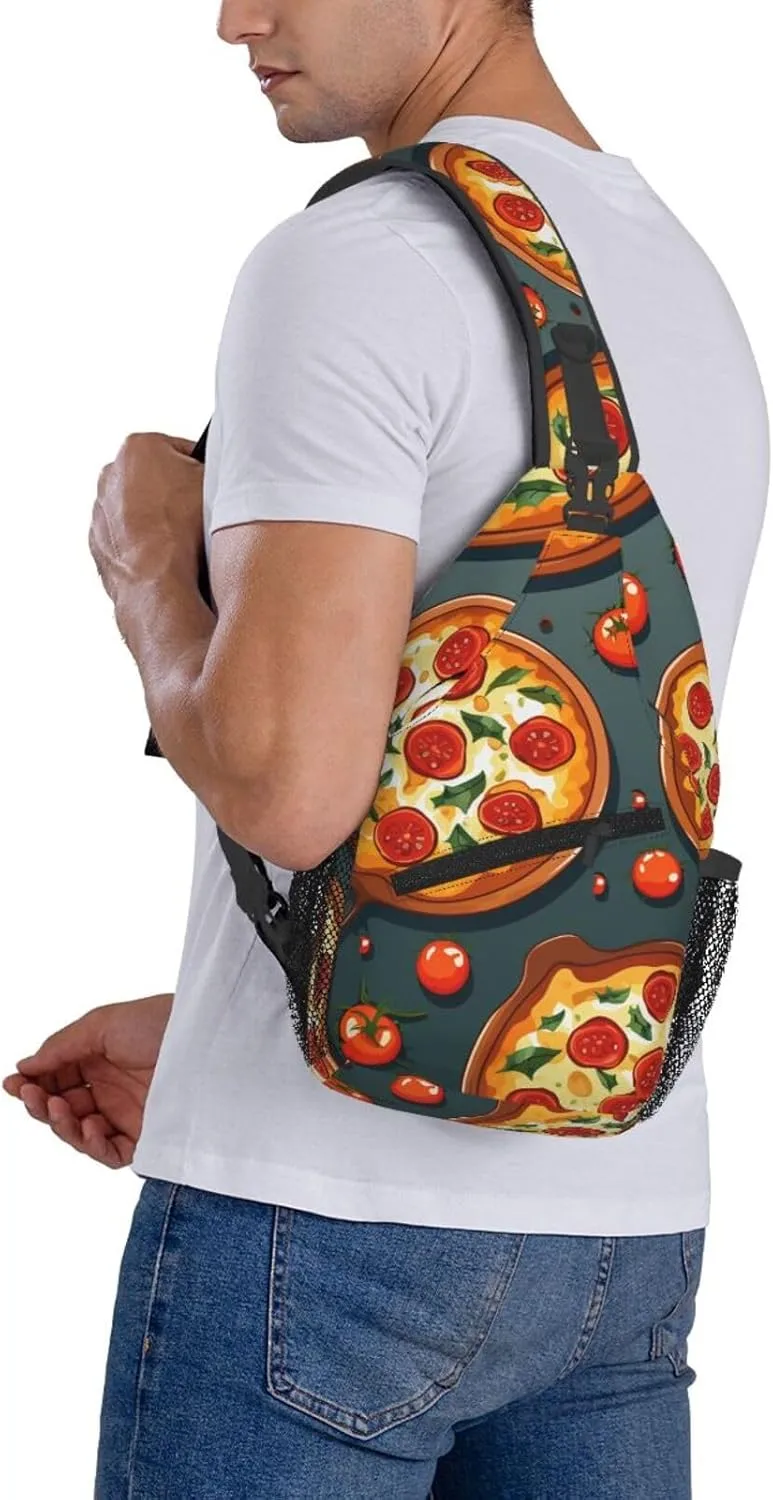 Sling Bag for Women Men Crossbody Bag Sling Backpack Pizza Food Cross Body Bag Adjustable Chest Bag