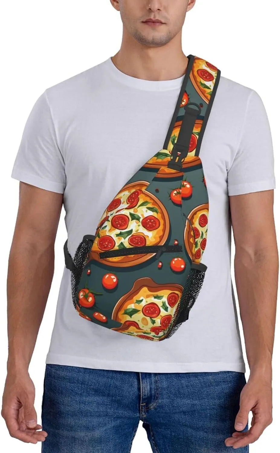 Sling Bag for Women Men Crossbody Bag Sling Backpack Pizza Food Cross Body Bag Adjustable Chest Bag